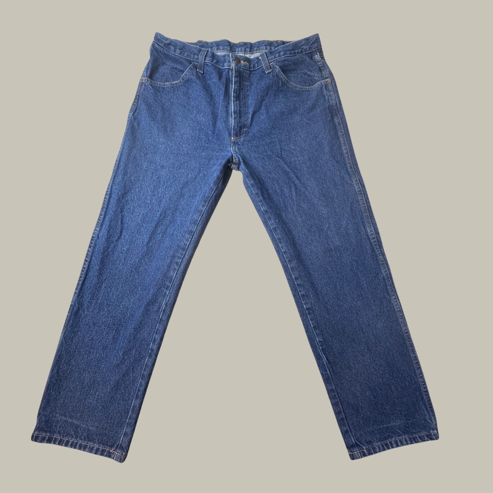 Rustler Jeans Mens 36x27 Straight Leg Blue Denim Workwear Western Classic